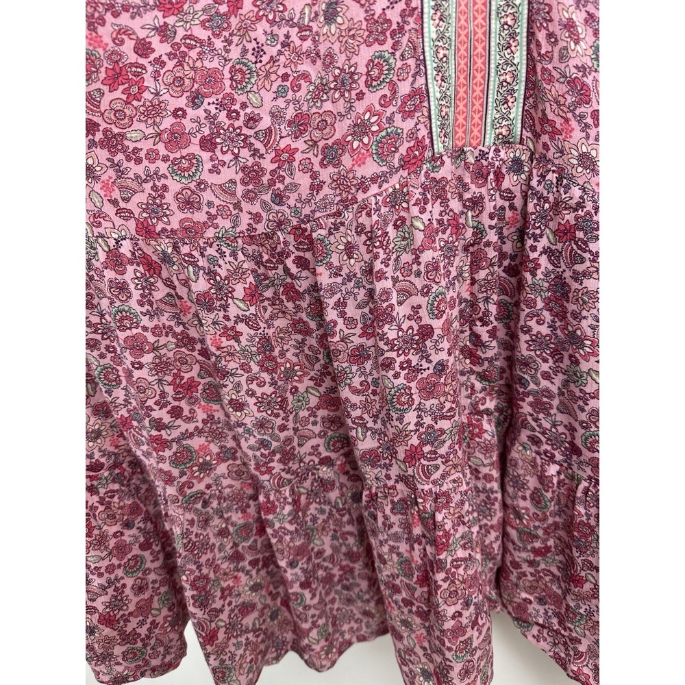 J. Jill Maxi Dress Size Large Pink Floral Tiered Boho Lightweight Breezy Beachy - Picture 7 of 8